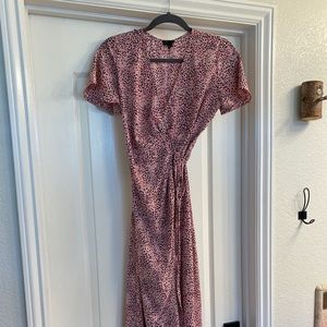 Pink dotted wrap maxi dress